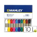 LAPICES CERA MANLEY -CAJA DE 10 COLORES REF.110