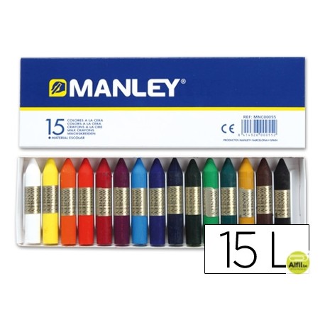 LAPICES CERA MANLEY -CAJA DE 15 COLORES REF.115