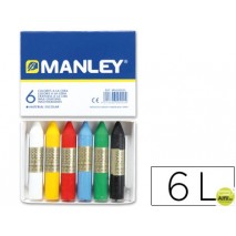 LAPICES CERA MANLEY -CAJA DE 6 COLORES REF.106