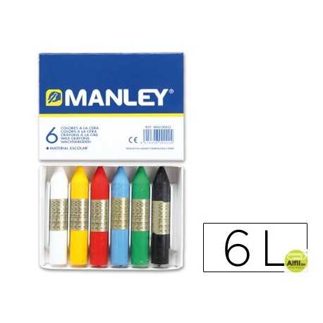LAPICES CERA MANLEY -CAJA DE 6 COLORES REF.106