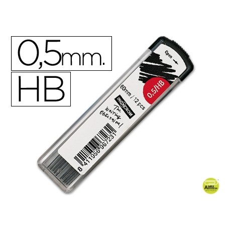 MINAS INOXCROM GRAFITO DE 0,5 MM HB -ESTUCHE DE 12 MINAS