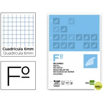 RECAMBIO LIDERPAPEL FOLIO 100 H 4TF-07 CUADRO 6 MM 4 TALADROS CON MARGEN