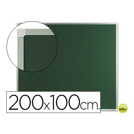 PIZARRA VERDE MURAL Q-CONNECT 200X100 CM SIN REPISA CON MARCO DE ALUMINIO