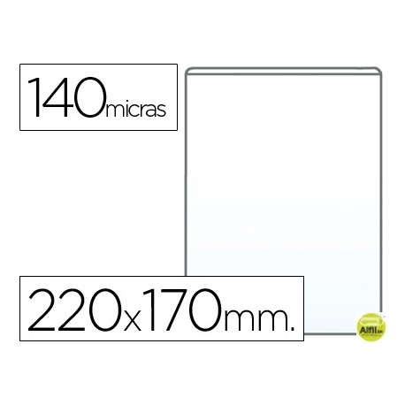 FUNDA PORTACARNET Q-CONNECT CUARTO 140 MICRAS PVC TRANSPARENTE 220X170MM