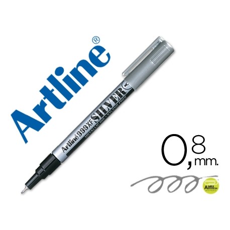 ROTULADOR ARTLINE MARCADOR PERMANENTE TINTA METALICA EK-999 PLATA -PUNTA REDONDA 0.8 MM