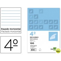 RECAMBIO LIDERPAPEL CUARTO 100 H 4TC-02 1 RAYA HORIZONTAL4 TALADROS CON MARGEN