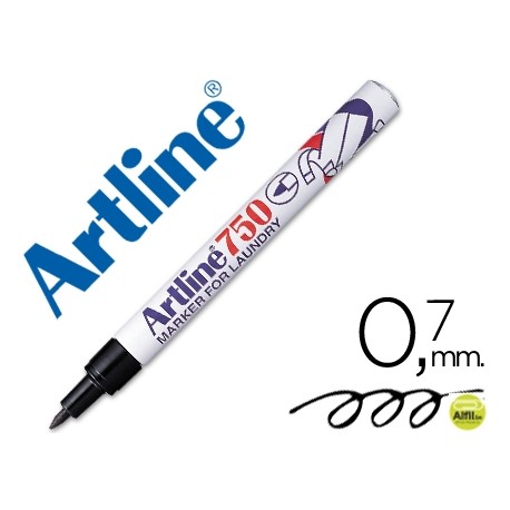 ROTULADOR ARTLINE MARCADOR ROPA 750 NEGRO -PUNTA REDONDA 0.7 MM -ROPA PAPEL METAL Y CRISTAL