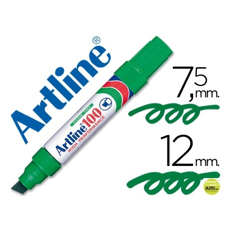 ROTULADOR ARTLINE MARCADOR PERMANENTE 100 VERDE -PUNTA BISELADA