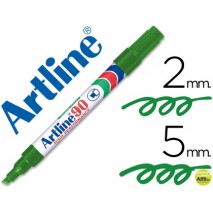 ROTULADOR ARTLINE MARCADOR PERMANENTE EK-90 VERDE -PUNTA BISELADA 5 MM -PAPEL METAL Y CRISTAL