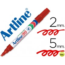 ROTULADOR ARTLINE MARCADOR PERMANENTE EK-90 ROJO -PUNTA BISELADA 5 MM -PAPEL METAL Y CRISTAL