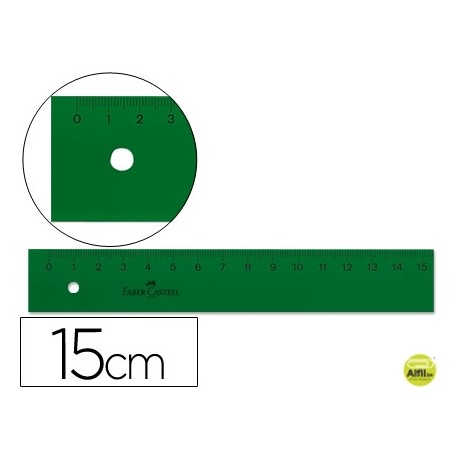 REGLA FABER 15 CM PLASTICO VERDE