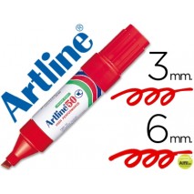 ROTULADOR ARTLINE MARCADOR PERMANENTE EK-50 ROJO -PUNTA BISELADA 6 MM -PAPEL METAL Y CRISTAL