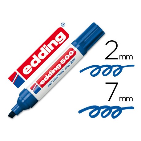 ROTULADOR EDDING MARCADOR PERMANENTE 500 AZUL -PUNTA BISELADA 7 MM