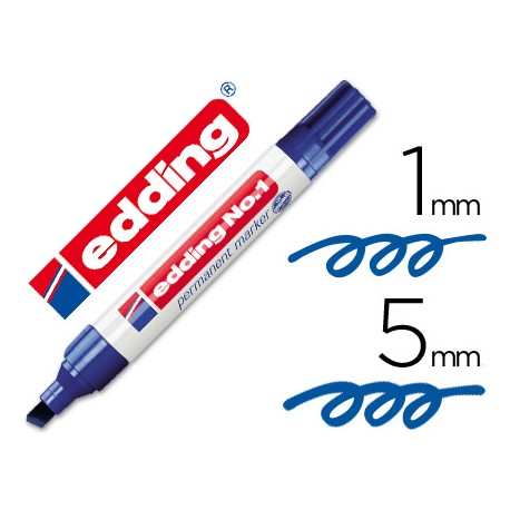 ROTULADOR EDDING MARCADOR PERMANENTE 1 AZUL -PUNTA BISELADA 5 MM