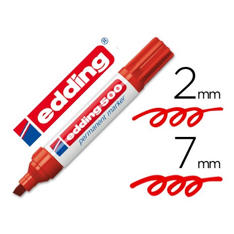 ROTULADOR EDDING MARCADOR PERMANENTE 500 ROJO -PUNTA BISELADA 7 MM