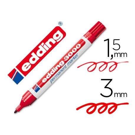 ROTULADOR EDDING MARCADOR PERMANENTE 3000 ROJO -PUNTA REDONDA 3 MM