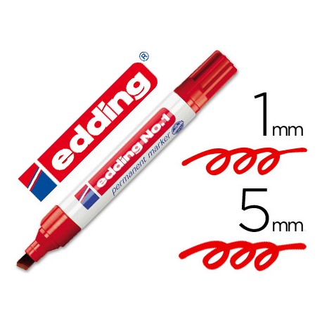 ROTULADOR EDDING MARCADOR PERMANENTE 1 ROJO -PUNTA BISELADA 5 MM