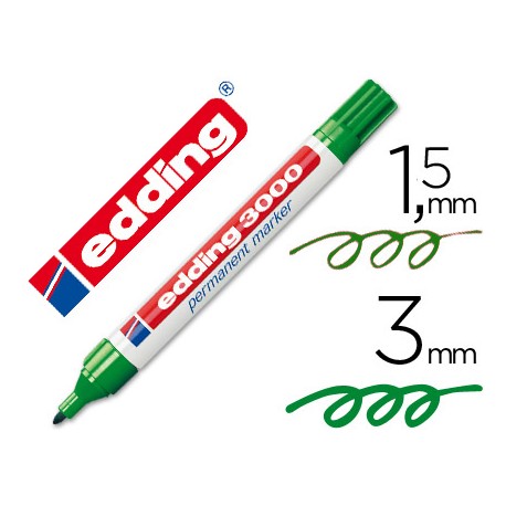 ROTULADOR EDDING MARCADOR PERMANENTE 3000 VERDE -PUNTA REDONDA 3 MM