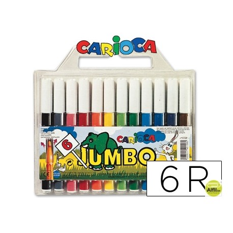 ROTULADOR CARIOCA JUMBO C/6 COLORES -PUNTA GRUESA