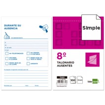 TALONARIO LIDERPAPEL AUSENTES OCTAVO 103