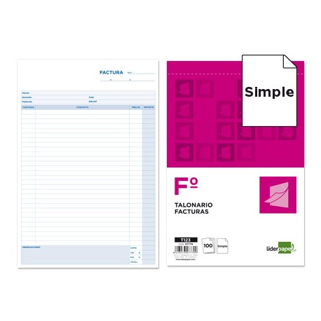 TALONARIO LIDERPAPEL FACTURAS FOLIO -CON IVA- 123