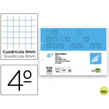 RECAMBIO LIDERPAPEL CUARTO APAISADO 100 H 2TCA-08 CUADRO 8 MM 2 TALADROS CON MARGEN