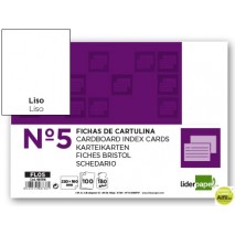 FICHA LIDERPAPEL LISA NÌ5 160X220MM PAQUETE DE 100 180G