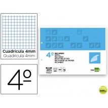 RECAMBIO LIDERPAPEL CUARTO APAISADO 100 H 2TCA-06 CUADRO 3 MM 2 TALADROS CON MARGEN