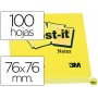BLOC DE NOTAS ADHESIVAS QUITA Y PON POST-IT 76X76 MM CON 100HOJAS