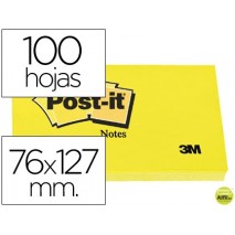BLOC DE NOTAS ADHESIVAS QUITA Y PON POST-IT 76X127 MM CON 100 HOJAS 655