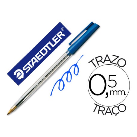 BOLIGRAFO STAEDTLER STICK AZUL CON CAPUCHON