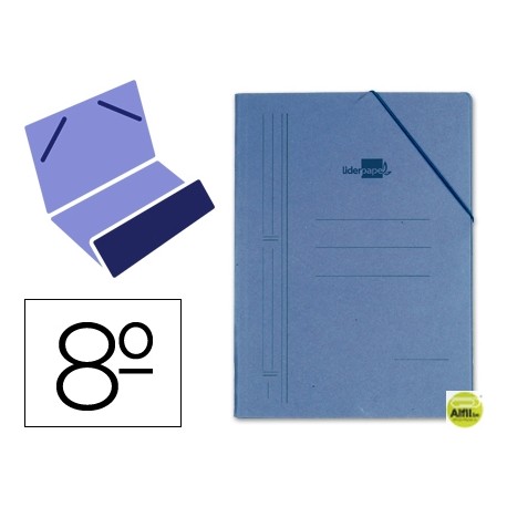 CARPETA GOMAS LIDERPAPEL OCTAVO BOLSA CARTON COMPACTO AZUL
