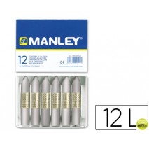 LAPICES CERA MANLEY UNICOLOR PLATA -CAJA DE 12 N.75