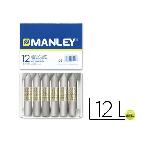 LAPICES CERA MANLEY UNICOLOR PLATA -CAJA DE 12 N.75