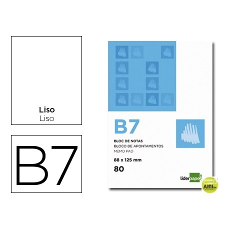 BLOC NOTAS LIDERPAPEL LISO B7 80 HOJAS 60G/M2 PERFORADO