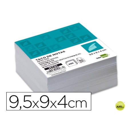 TACO LIDERPAPEL SIN ENCOLAR 95 X 90 X 40MM BLANCO