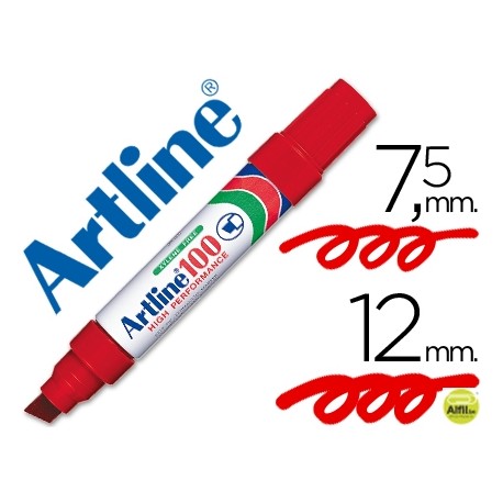 ROTULADOR ARTLINE MARCADOR PERMANENTE 100 ROJO -PUNTA BISELADA