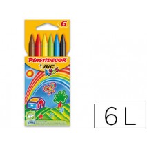 LAPICES CERA PLASTIDECOR CAJA DE 6 COLORES