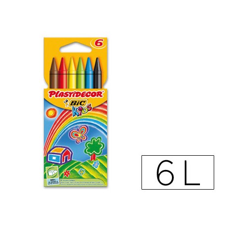 LAPICES CERA PLASTIDECOR CAJA DE 6 COLORES