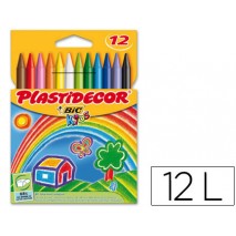 LAPICES CERA PLASTIDECOR CAJA DE 12 COLORES