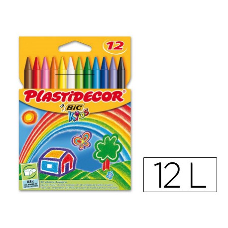 LAPICES CERA PLASTIDECOR CAJA DE 12 COLORES