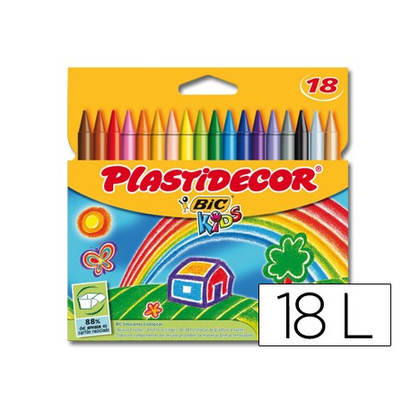 LAPICES CERA PLASTIDECOR CAJA DE 18 COLORES