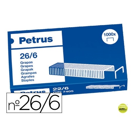 GRAPAS PETRUS NÌ 26/6 -GALVANIZADA -CAJA DE 1000