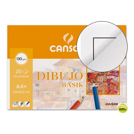 BLOC DIBUJO BASIK DIN A4 ENCOLADO CON RECUADRO 23 X 32.5 CM