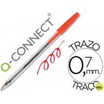 BOLIGRAFO TRANSPARENTE Q-CONNECT ROJO MEDIO KF26041