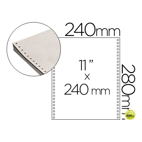 PAPEL CONTINUO 240X11 BLANCO -2 HOJAS -CAJA DE 1500 JUEGOS