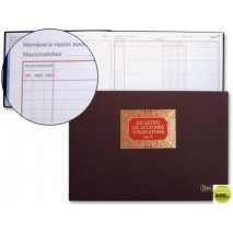 LIBRO MIQUELRIUS N.75 FOLIO APAISADO 100 HOJAS -REGISTRO DE ACCIONES -NOMINATIVAS