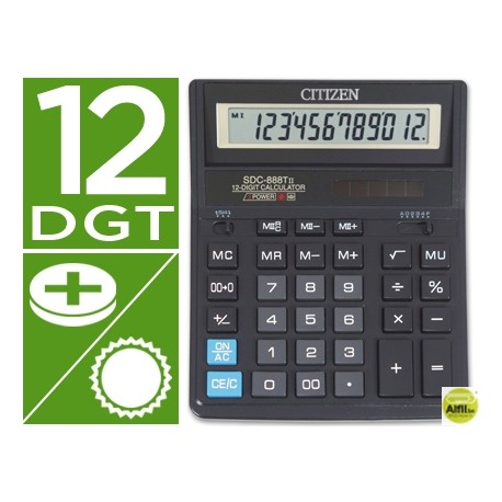 CALCULADORA CITIZEN SOBREMESA SDC-888 HB 12 DIGITOS