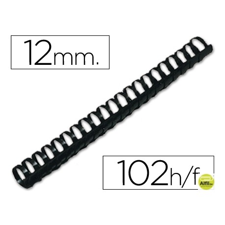 CANUTILLO Q-CONNECT REDONDO 12 MM PLASTICO NEGRO -CAPACIDAD 102 HOJAS