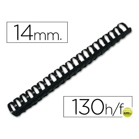 CANUTILLO Q-CONNECT REDONDO 14 MM PLASTICO NEGRO -CAPACIDAD 130 HOJAS